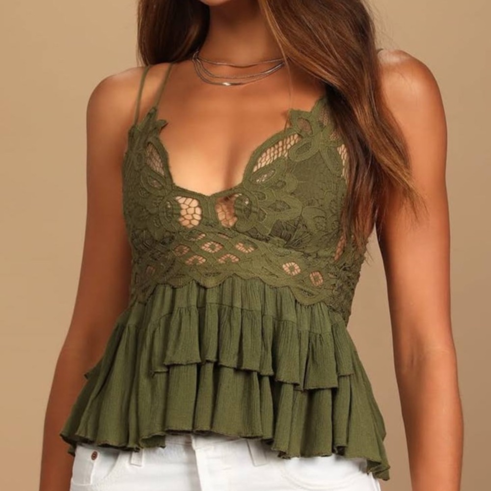 💖 Free people Adella Cami Olive Size Medium New 💖
